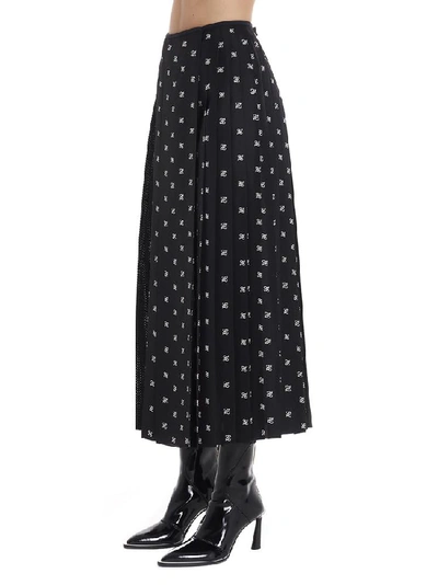 Shop Fendi Ff Karligraphy Printed Pleated Skirt In Black