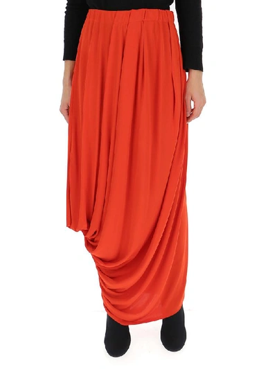 Shop Marni Draped Maxi Skirt In Red