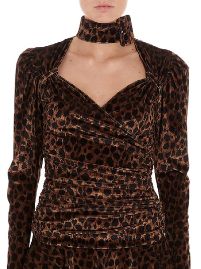 Shop Attico Leopard Print Draped Mini Dress In Multi
