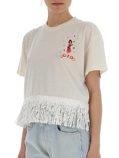 Shop Alanui Embroidered Fringe Trim T In White