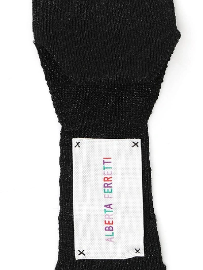 Shop Alberta Ferretti Metallic Sheen Logo Tag Socks In Black