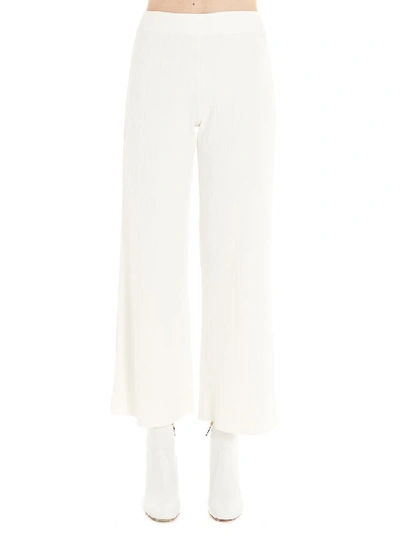 Shop Theory Ribbed Wide Leg Trousers In White