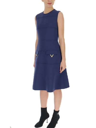Shop Valentino V Hardware Dress In Blue