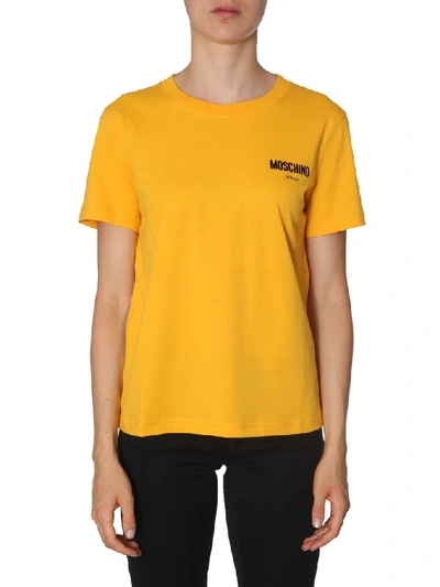Shop Moschino Logo Crewneck T In Yellow