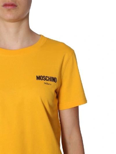 Shop Moschino Logo Crewneck T In Yellow