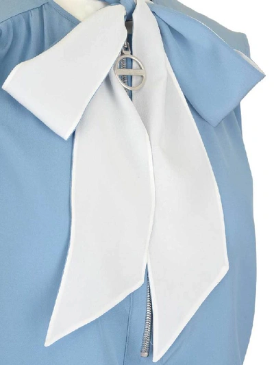 Shop Givenchy Tie Neck Sleeveless Blouse In Light Blue