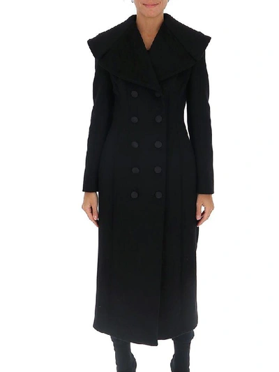 Shop Dolce & Gabbana Oversized Collar Long Coat In Black