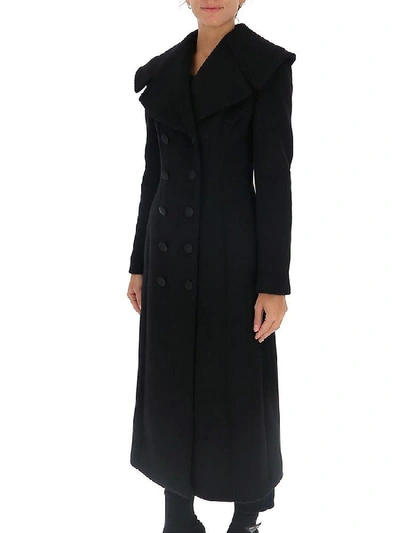 Shop Dolce & Gabbana Oversized Collar Long Coat In Black