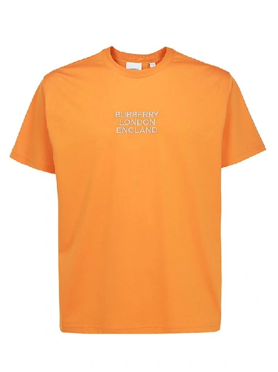 Shop Burberry Logo Embroidered T In Orange