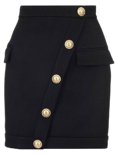 Shop Balmain Button Embellished Pencil Skirt In Black