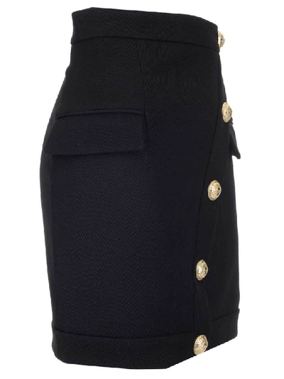 Shop Balmain Button Embellished Pencil Skirt In Black