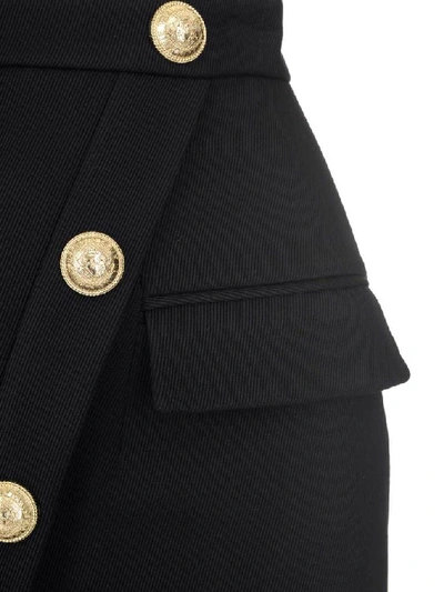 Shop Balmain Button Embellished Pencil Skirt In Black