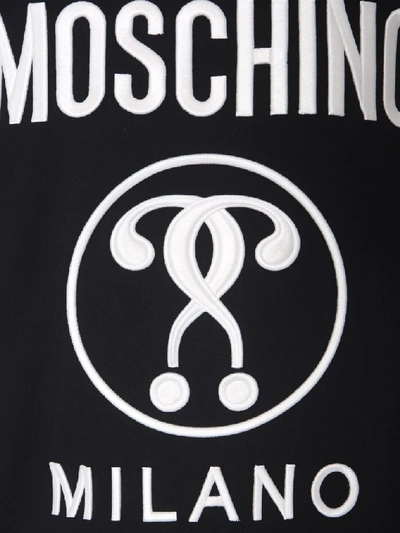 Shop Moschino Milano Logo Print Dress In Black