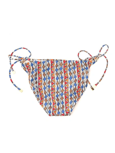 Shop Tory Burch Printed String Bikini Bottoms In Multi