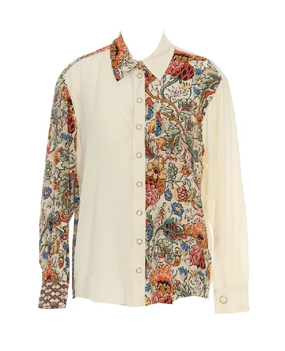 Shop Burberry Contrast Floral Printed Shirt In Multi