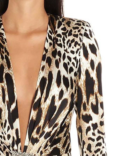 Shop Alexandre Vauthier Leopard Print V Neck Embellished Belt Maxi Gown In Multi