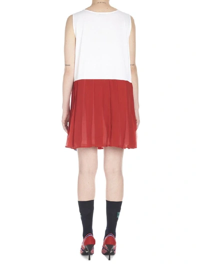 Shop Prada Pleated Skirt Mini Dress In Multi