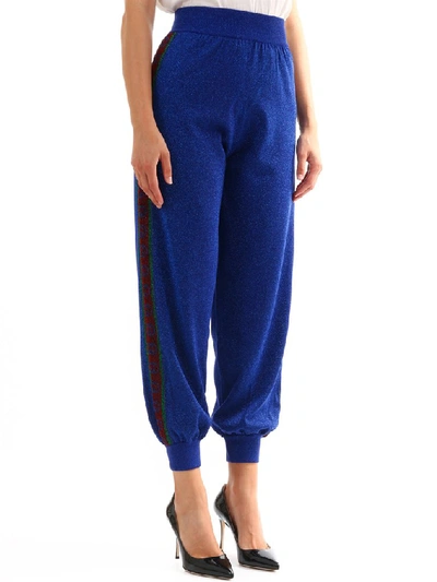 Shop Gucci Gg Side Stripe Jogging Pants In Blue