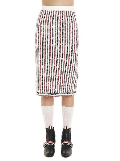 Shop Thom Browne Wide University Striped Midi Skirt In Multi