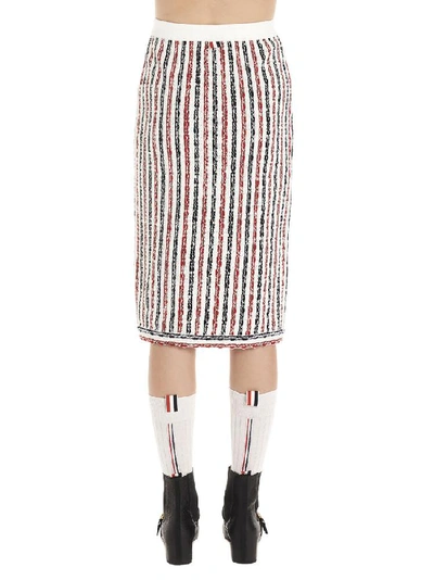 Shop Thom Browne Wide University Striped Midi Skirt In Multi