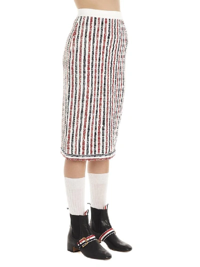 Shop Thom Browne Wide University Striped Midi Skirt In Multi