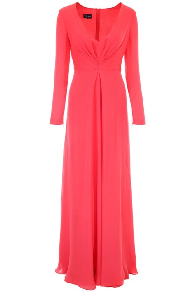 Shop Giorgio Armani Gathered Maxi Dress In Pink