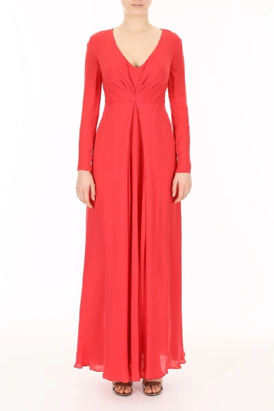 Shop Giorgio Armani Gathered Maxi Dress In Pink