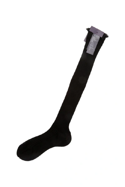 Shop Prada Long Ribbed Socks In Black