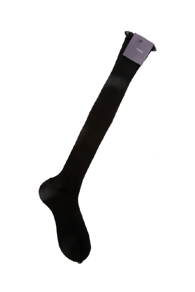 Shop Prada Long Ribbed Socks In Black