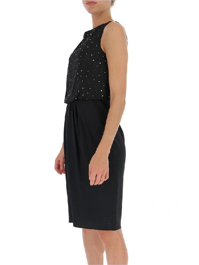 Shop Max Mara Sleeveless Crystal Studded Dress In Black