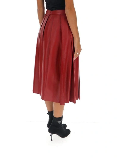 Shop Alexander Mcqueen Pleated Midi Skirt In New Red