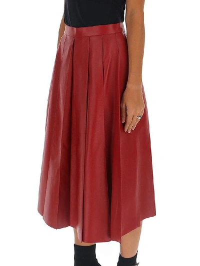 Shop Alexander Mcqueen Pleated Midi Skirt In New Red