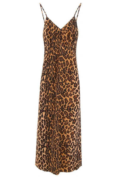 Shop Miu Miu Leopard Print Midi Dress In Multi
