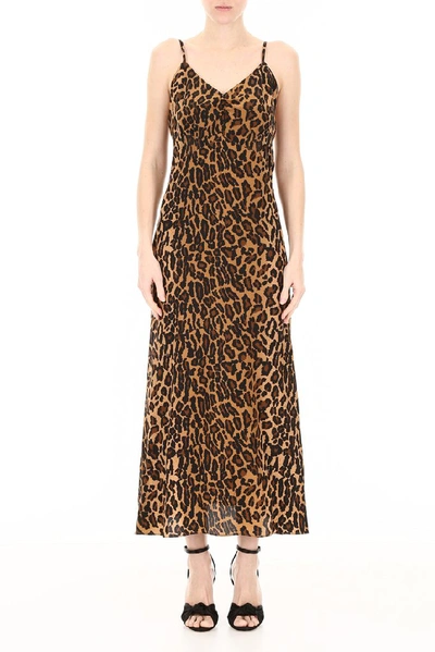 Shop Miu Miu Leopard Print Midi Dress In Multi
