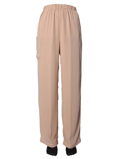 Shop Mm6 Maison Margiela Classic Wide Leg Trousers In Nude