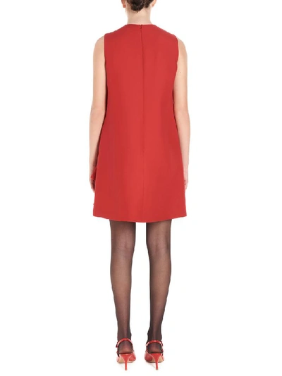 Shop Valentino Ruffle Detail Mini Dress In Red