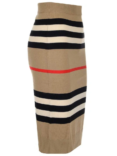 Shop Burberry Striped Pencil Skirt In Multi