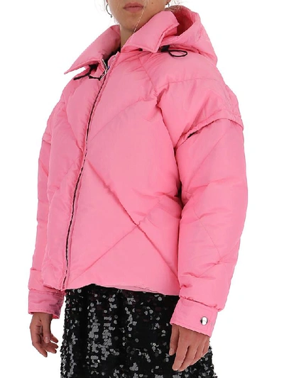 Shop Msgm Quilted Hooded Jacket In Pink