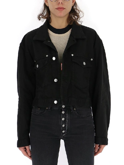 Shop Dsquared2 Cropped Denim Jacket In Black