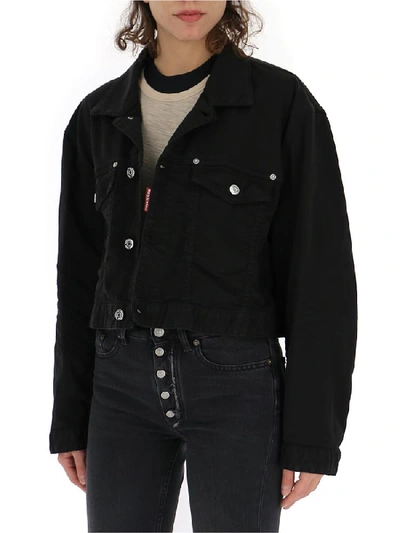 Shop Dsquared2 Cropped Denim Jacket In Black