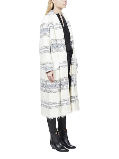Isabel Marant Étoile Faby Oversized Striped Felt Coat In Ivory 
