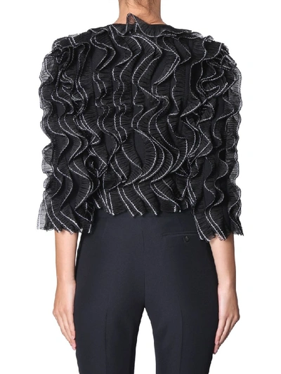 Shop Alexander Mcqueen Ruffled Cropped Jacket In Black