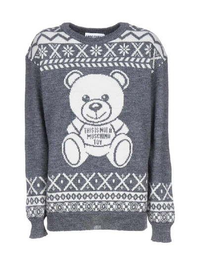 Shop Moschino Teddy Crew In Grey