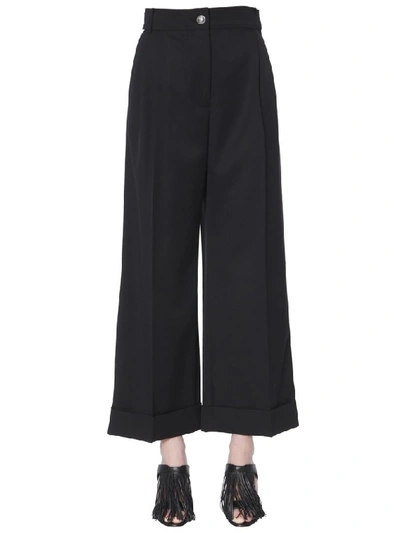 Shop Alexander Mcqueen Side Band Wide Leg Pants In Black