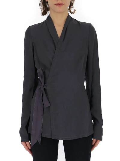 Shop Rick Owens Wrapped Front Blouse In Blue