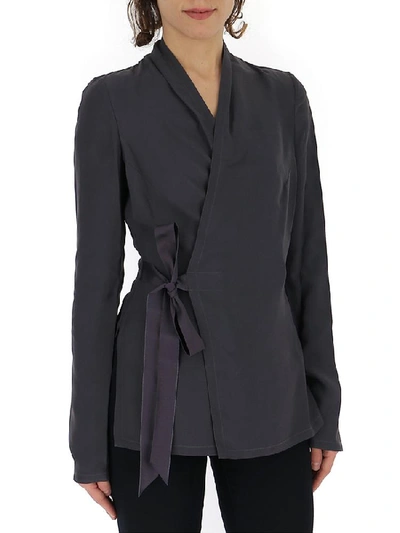 Shop Rick Owens Wrapped Front Blouse In Blue