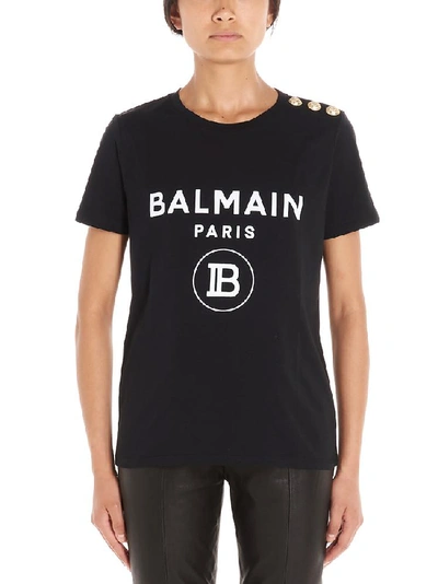 Shop Balmain Logo Print T In Black