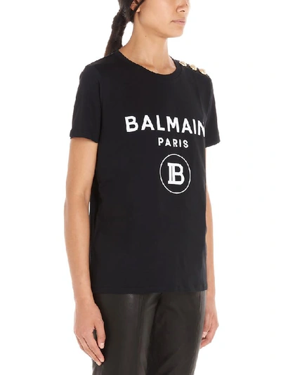 Shop Balmain Logo Print T In Black
