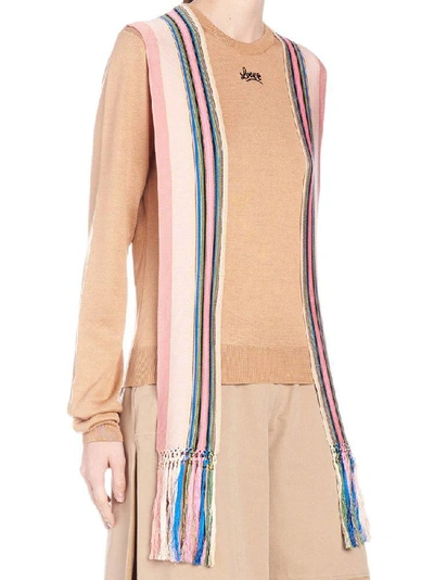 Shop Loewe Striped Scarf Sweater In Multi