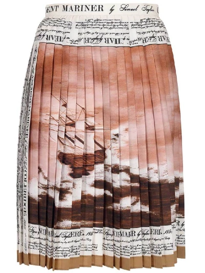 Shop Burberry Graphic Print Pleated Cady Skirt In Multicolor